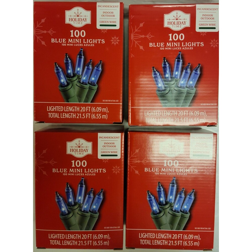 4 Box Holiday Time 100ct Mini Blue String Light 20ft Green Cord Christmas Easter